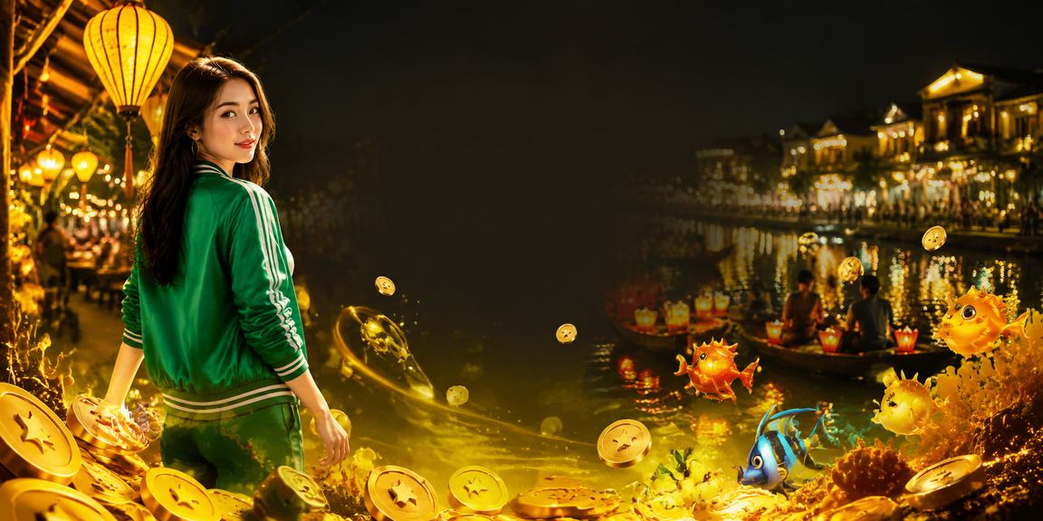 Khung cảnh chợ đêm Hội An lung linh đèn lồng với người dùng thưởng thức giải trí casino trực tuyến